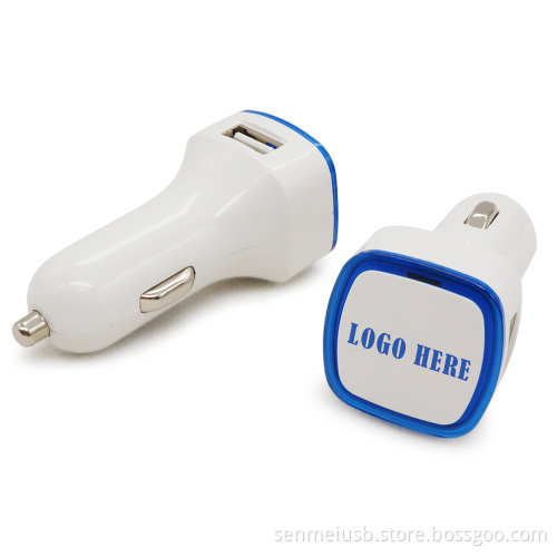 Senmei custom your own design smart device portable usb mobile car charger 2.1A